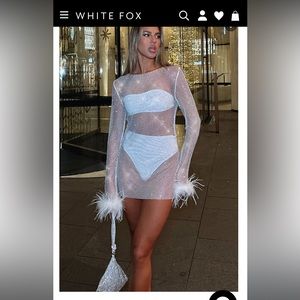 White Fox - Disco Inferno Long Sleeve Mini Dress White